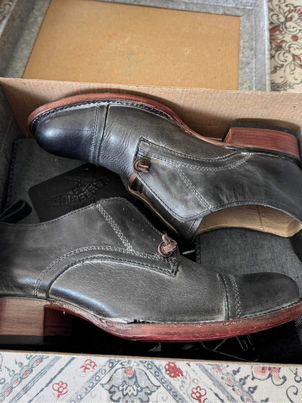 freebird Black Leather Slip-On Women's Loafers with Brown Soles